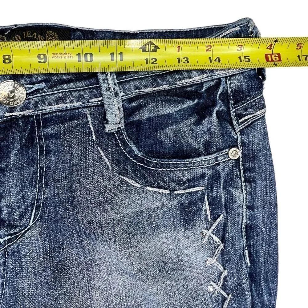 V.O. Jeans | Blue Embellished-Pocket Jeans - Women 30 Boot Cut Low Rise Y2K